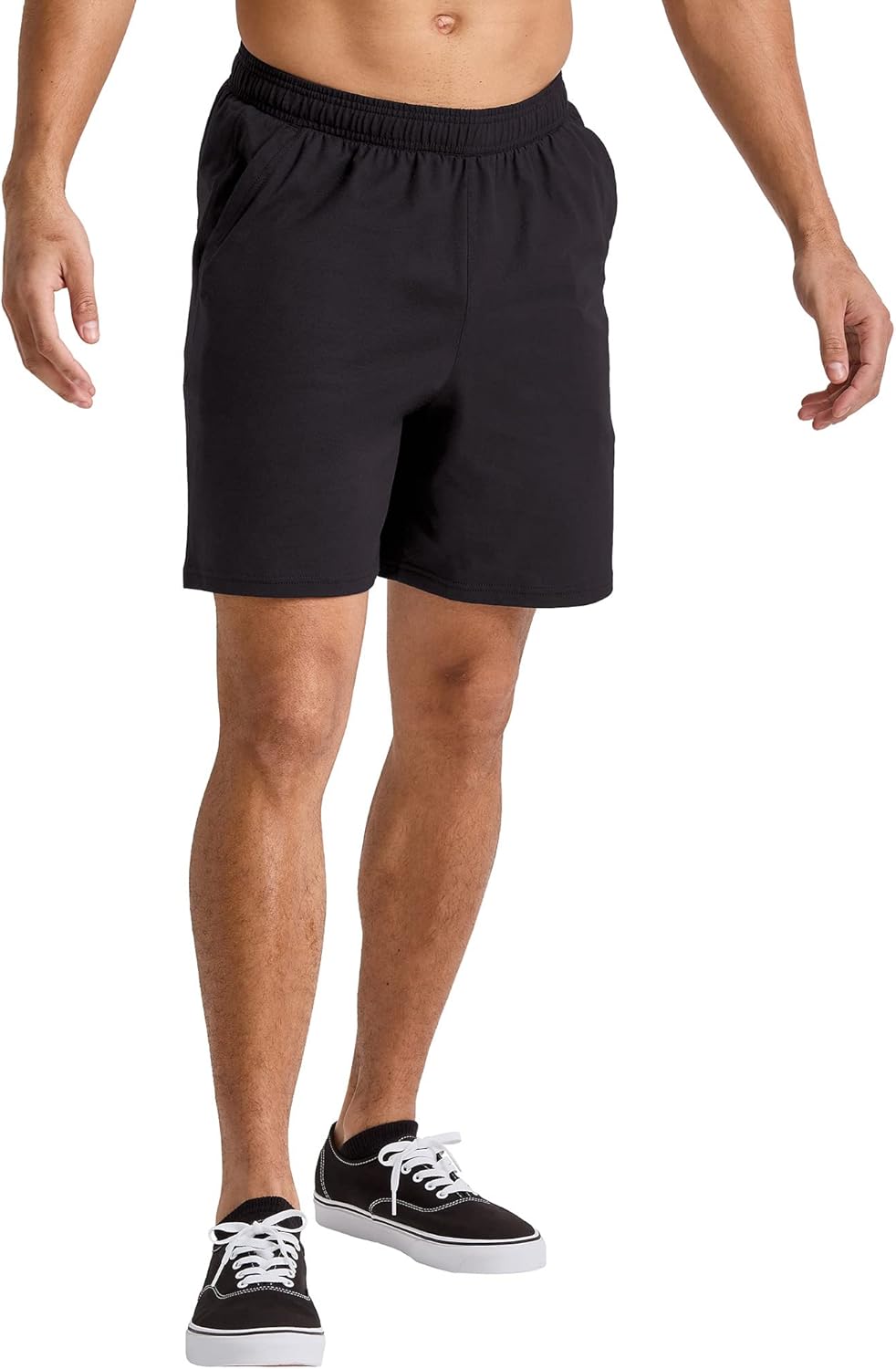 Hanes Mens Originals Cotton Shorts with Pockets, Pull-on Jersey Gym Shorts, 7"