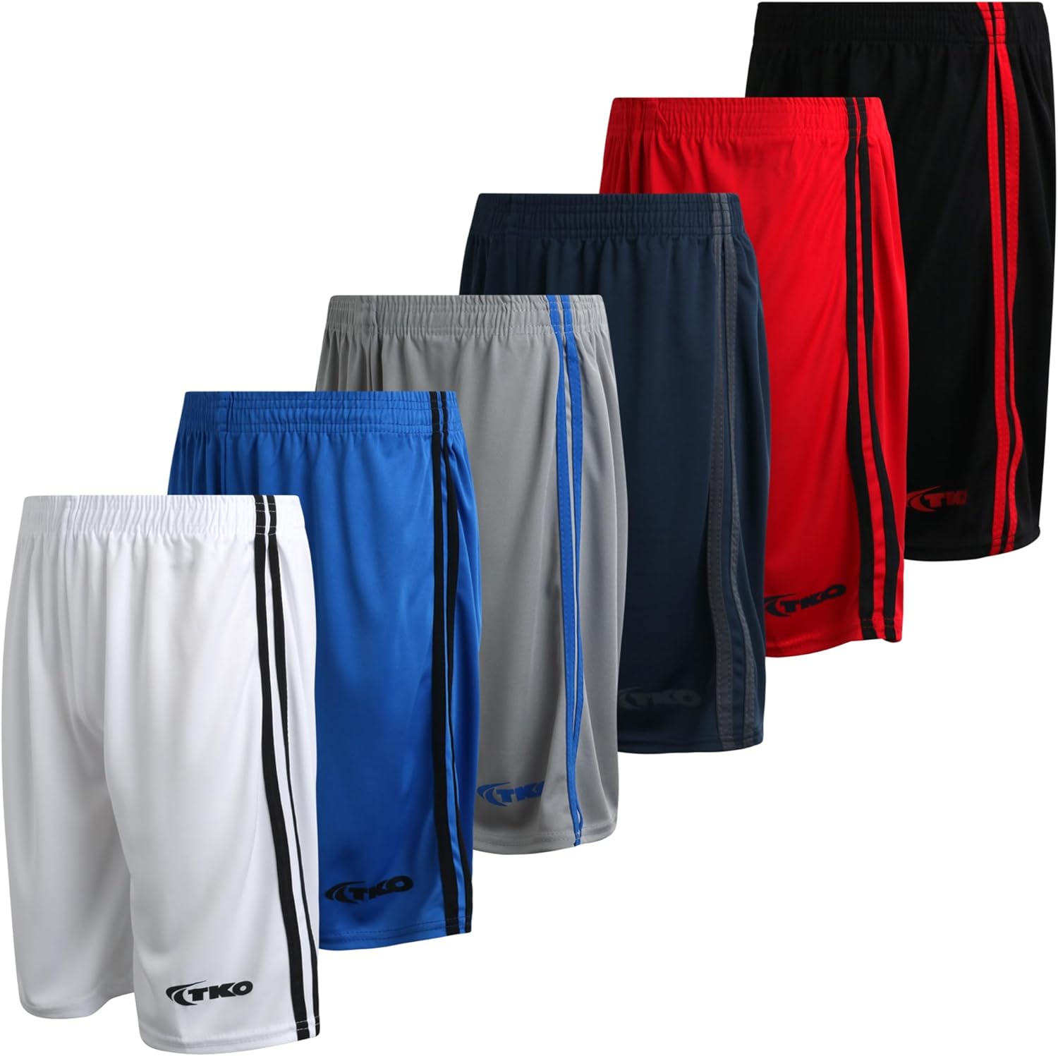 TKO Boys' 6-Pack Active Performance Mesh Basketball Shorts - Quick Dry Boys Athletic Shorts (8-16) - Image 8