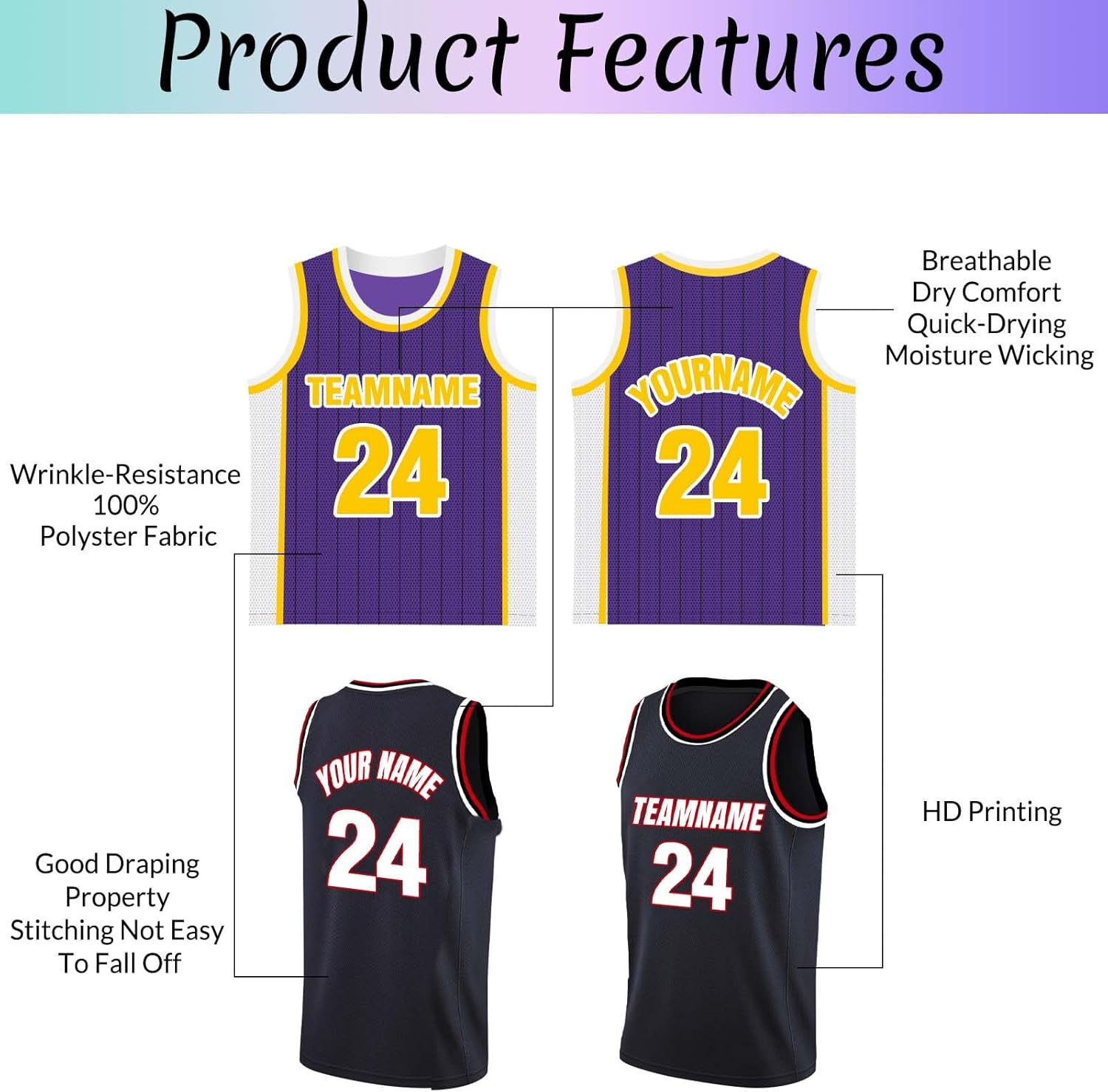 Custom Basketball Jersey Team Name Number Personalized Practice Shirt for Men Youth Kids Boys College University, S~4XL - Image 6