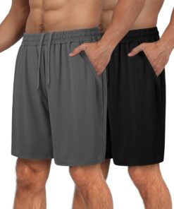 2 Pack Mens Gym Basketball Shorts - Athletic Black Workout Quick Dry Shorts with Pockets for Casual Running