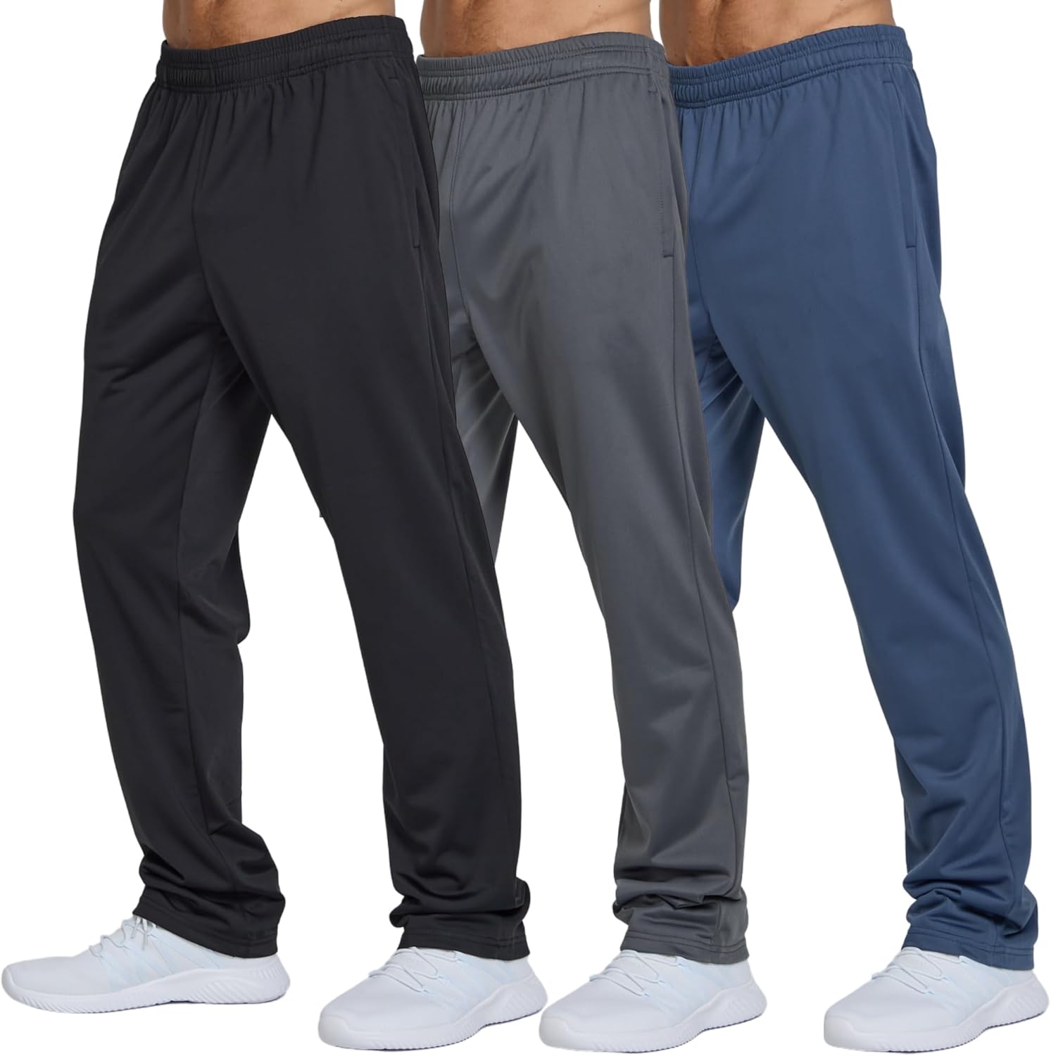 Ultra Performance 3 Pack Mens Athletic Open Bottom Sweatpants Active Track Pants Casual Tricot Wide Leg Sweat Pants for Men - Image 8