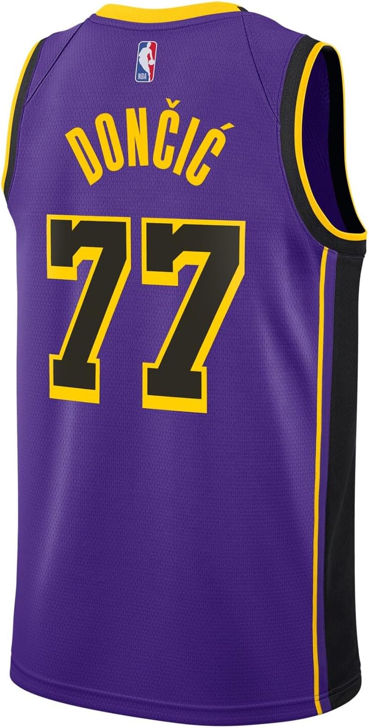 Luka Doncic Los Angeles Lakers NBA Kids Youth 8-20 Purple Statement Edition Swingman Jersey - Image 3