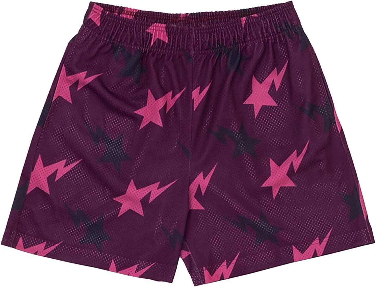 Men's Mesh Basketball Shorts Breathable Athletic Shorts with Pockets Lightning & Star Print Gym Training Outdoor - Image 29