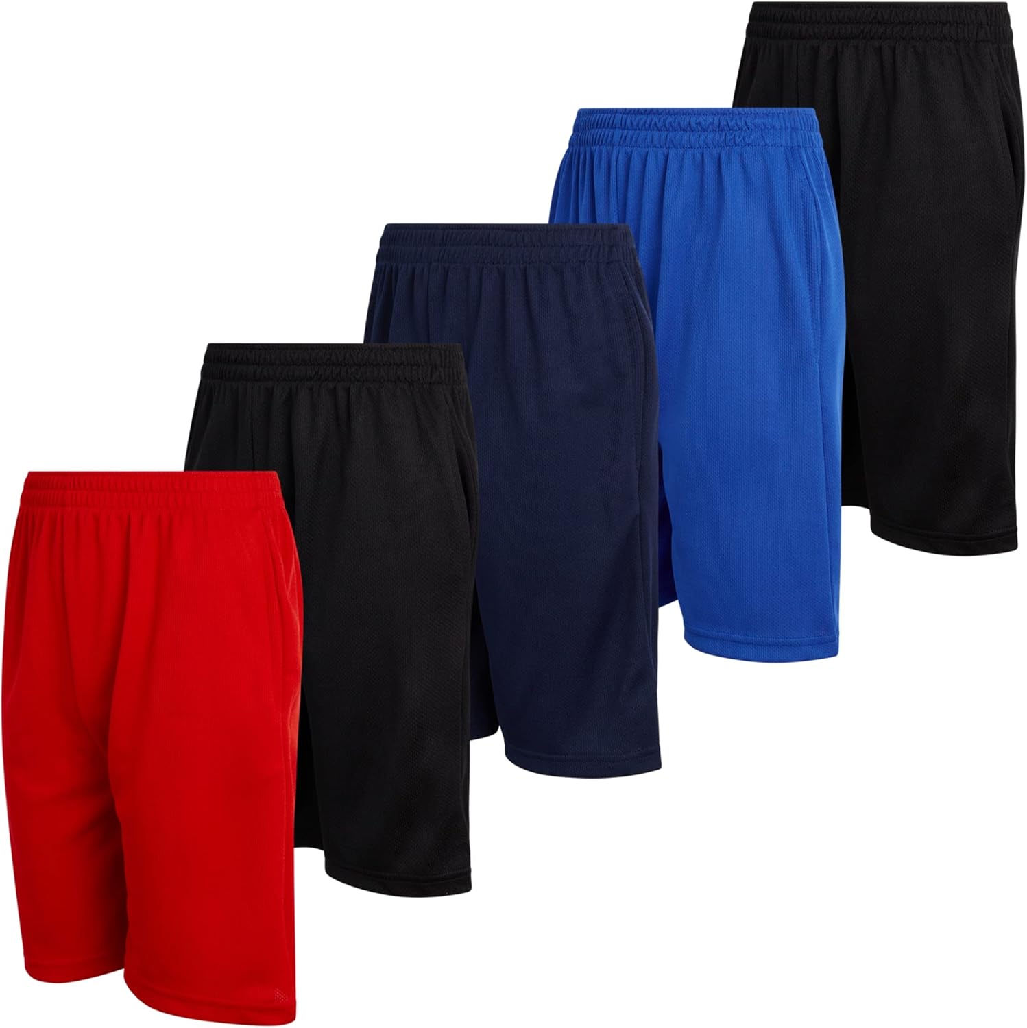 Mad Game Boys Athletic Shorts - 5 Pack Athletic Performance Mesh Running Basketball Shorts for Boys with Pockets (Sizes 8-18) - Image 7