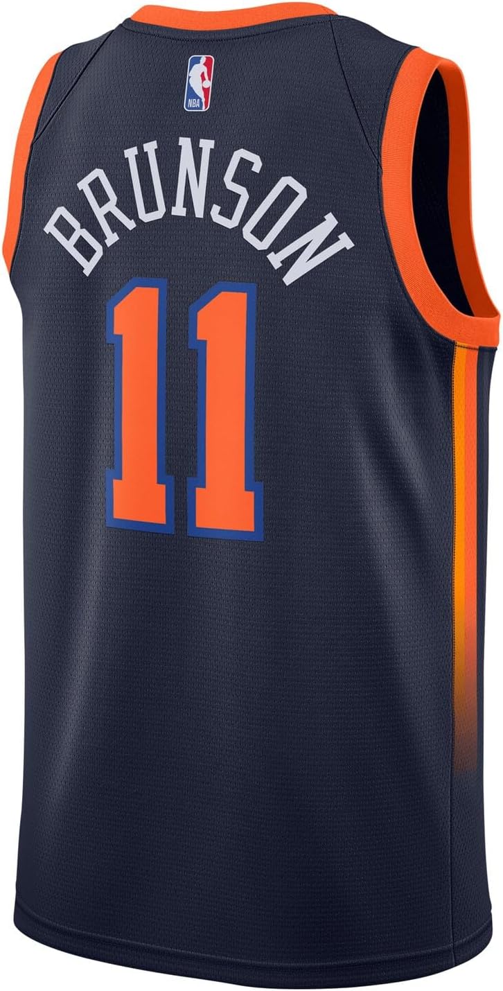 Jalen Brunson New York Knicks NBA Kids Youth 8-20 Navy Statement Edition Swingman Jersey - Image 3