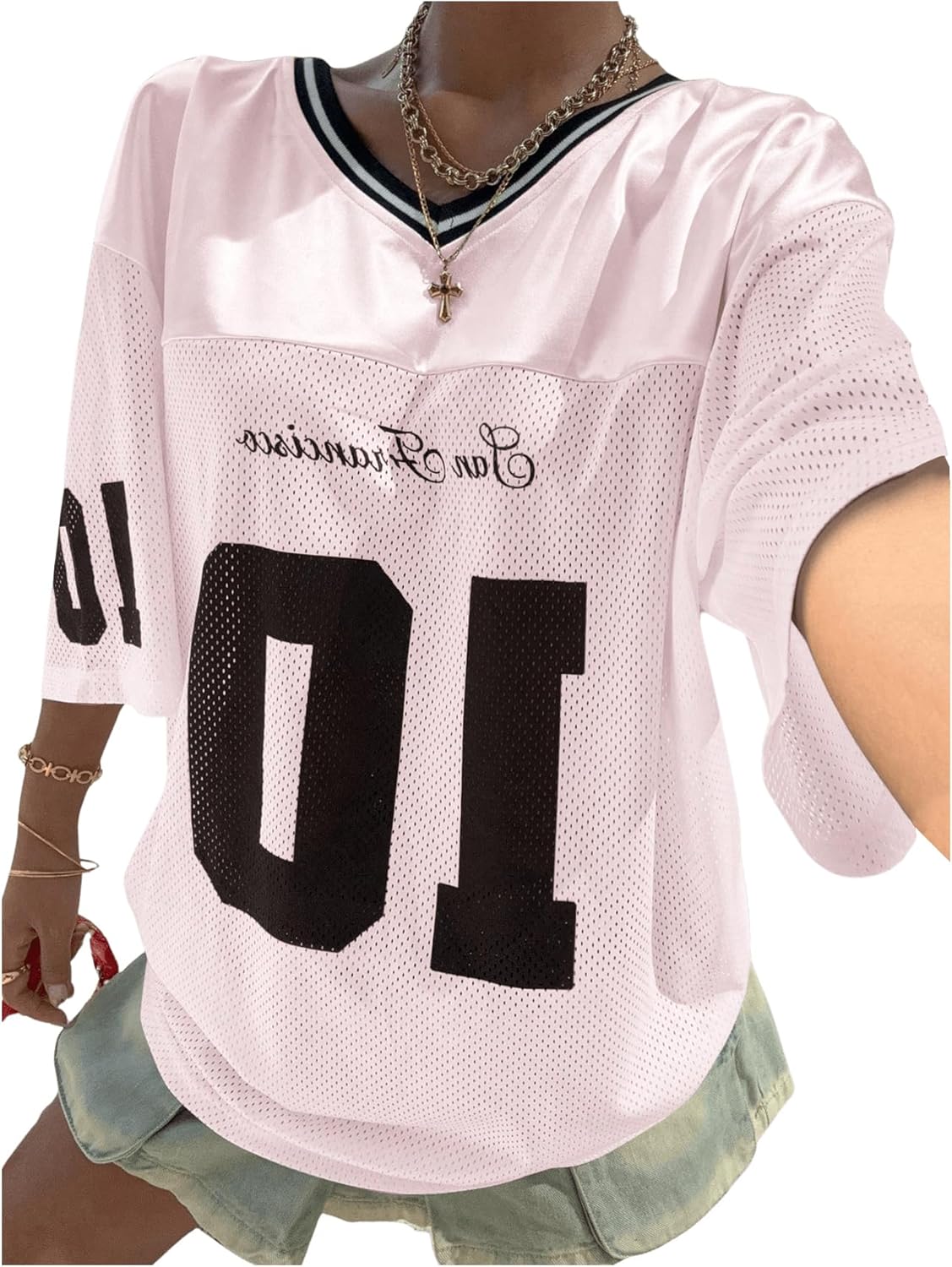 Floerns Women's Camo Print Team Sports T Shirts V Neck Basketball Jersey Tee Shirts - Image 18