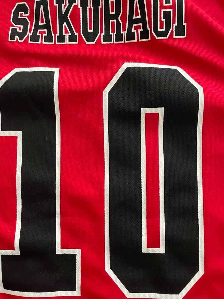 Men's Red 10th Basketball Jersey Sakuragi Hanamichi Cosplay Top - Image 4