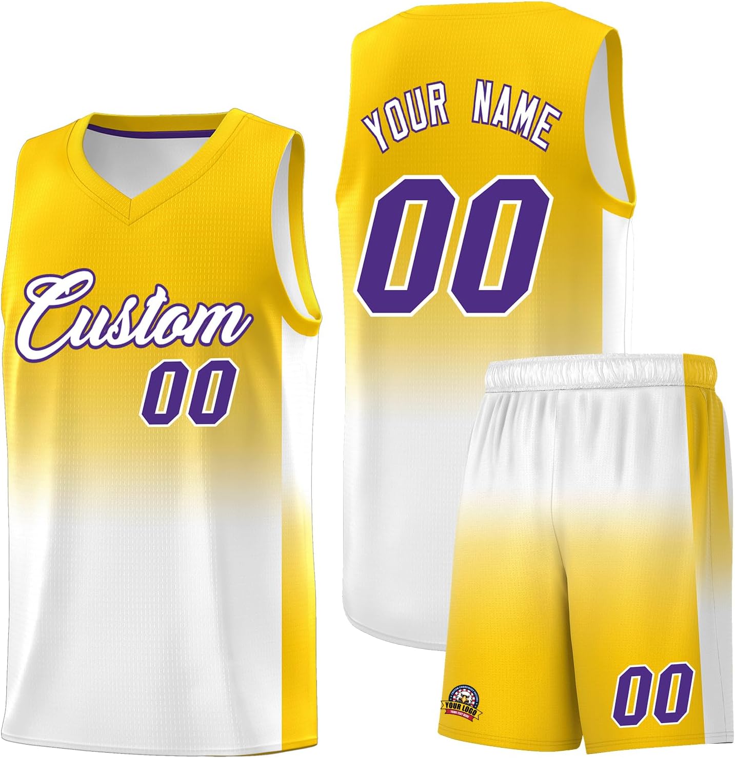 KXK Personalized Gradient Basketball Jersey Shorts Printed Team Jersey with Name Number for Men Youth Basketball Uniform - Image 44