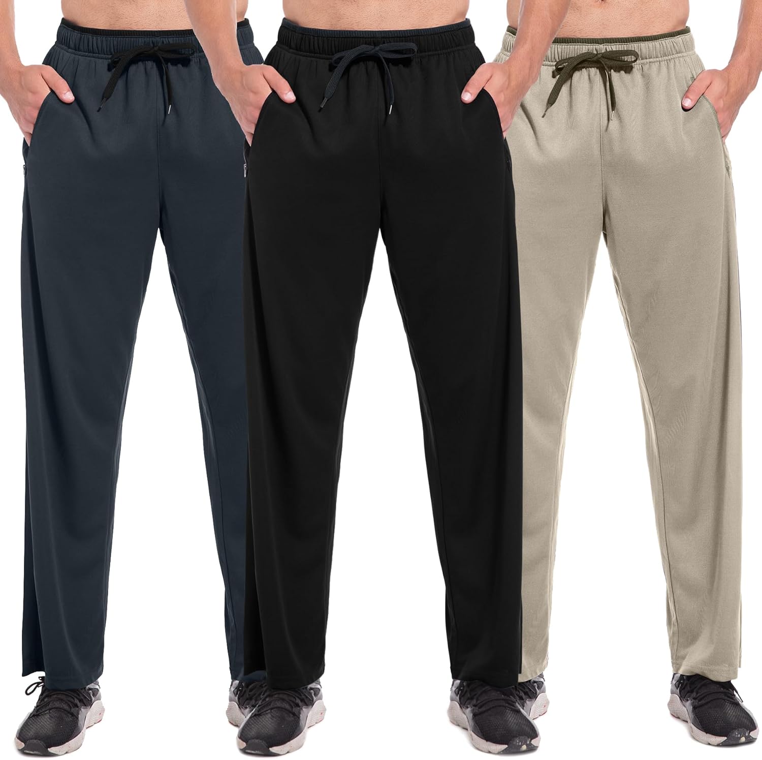 SACUIMAN Mens Sweatpants with Zipper Pockets Open Bottom Athletic Pants for Workout,Running,Training,Jogging,Gym - Image 17