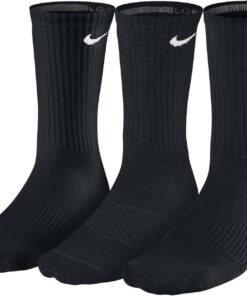 NIKE Unisex Performance Cushion Crew Training Socks (3 Pairs), Black/White, Small