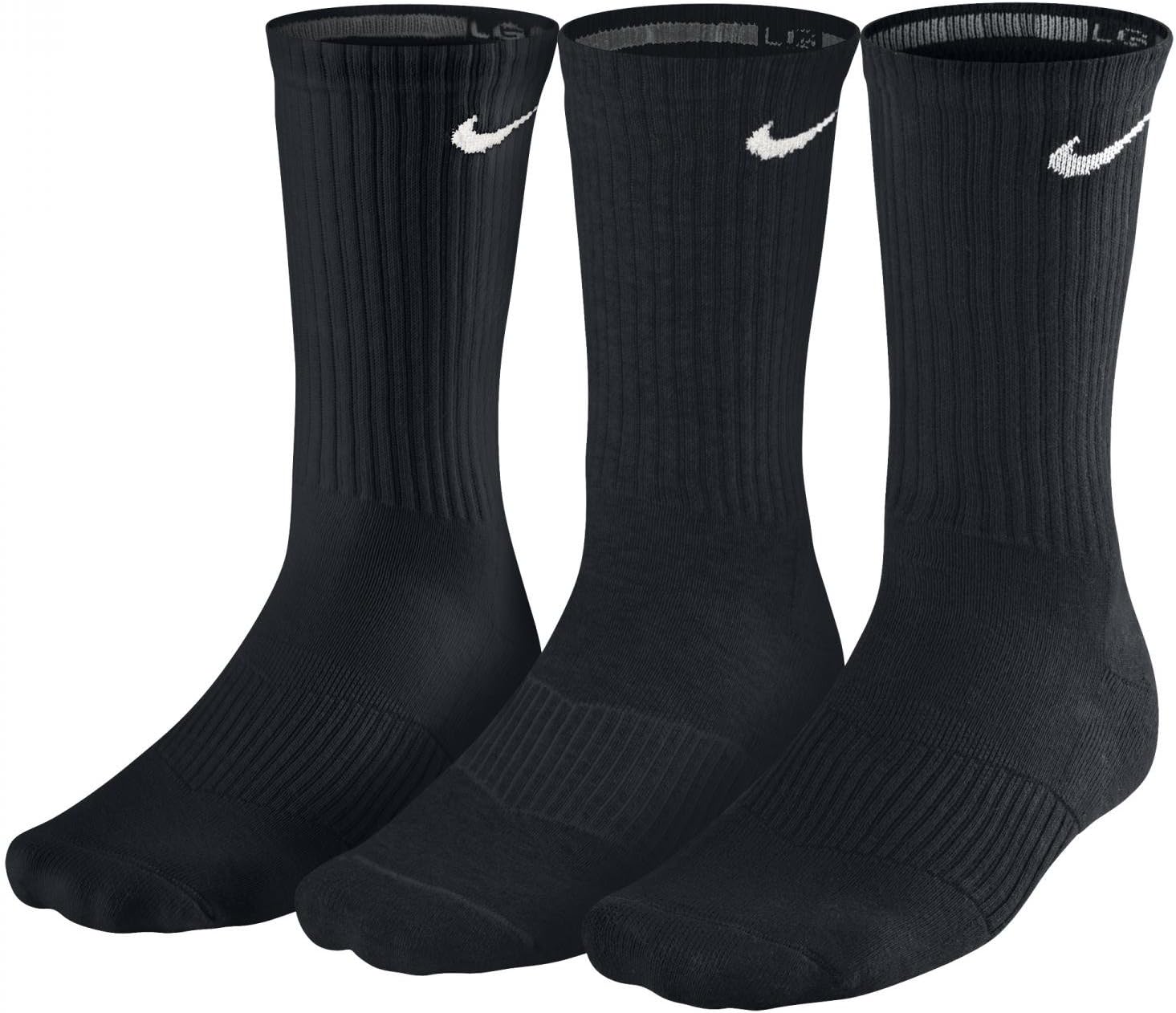 NIKE Unisex Performance Cushion Crew Training Socks (3 Pairs), Black/White, Small