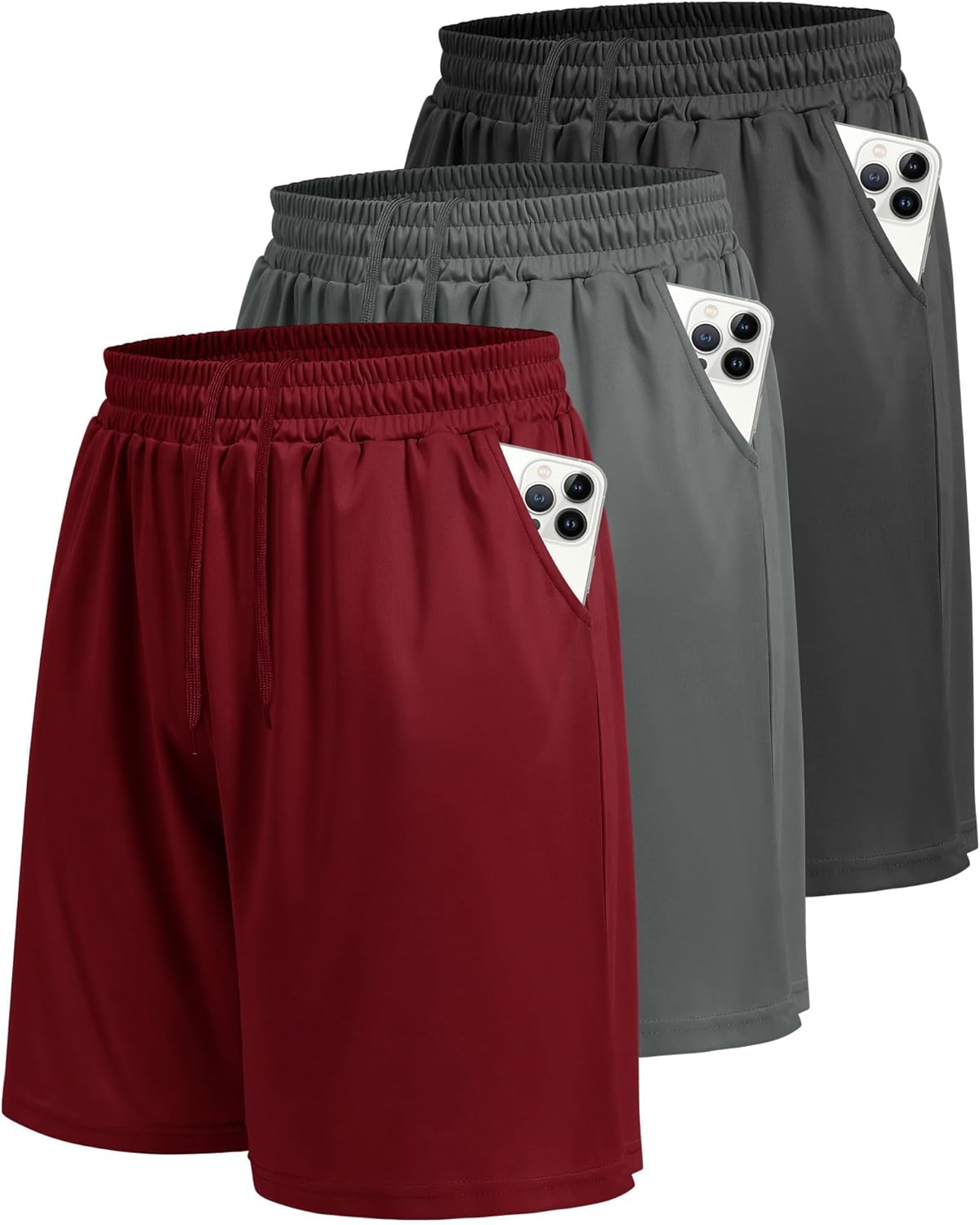 LalaHooK 3 Pack Athletic Gym Mens Shorts - Casual Black Quick Dry Basketball Shorts with Pockets for Workout Running - Image 8