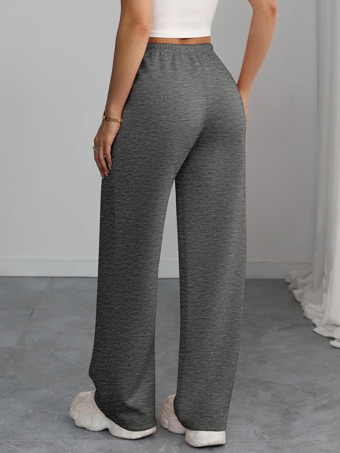 ATHMILE Womens Wide Leg Sweatpants Air Fabric Straight Lowrise Drawstring Elastic Low Waist Fall Clothing Pockets 2025 - Image 4