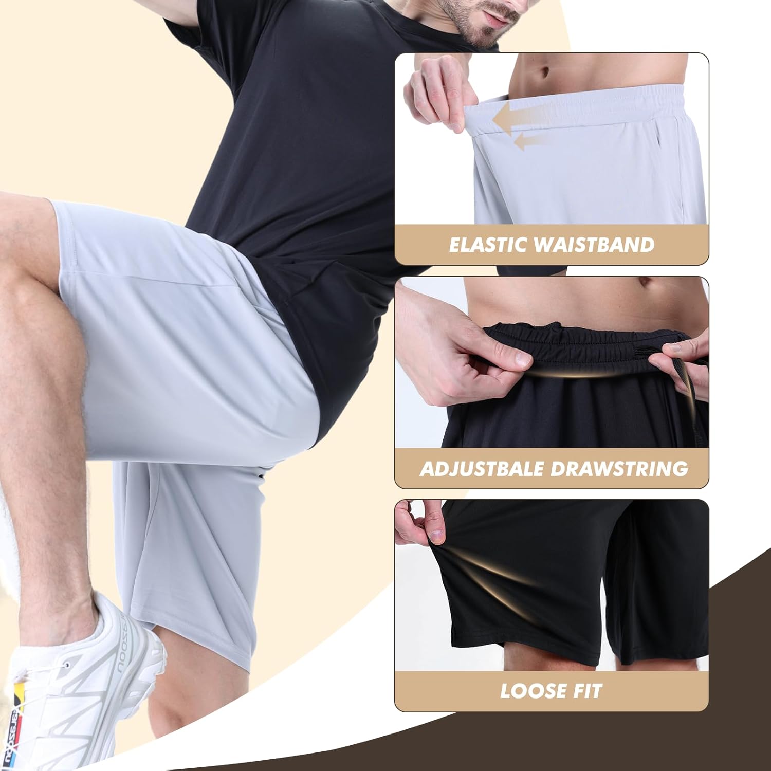 7 Pack Mens Athletic Shorts - Gym Basketball Running Workout Quick Dry Black Shorts with Pockets for Casual Performance - Image 3