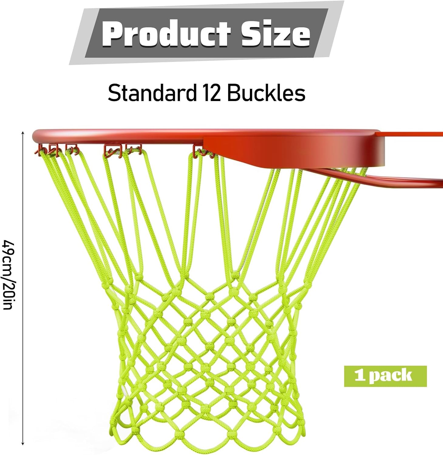 Glow in The Dark Basketball Net, Night Light Basketball Hoop Net, Glow Basketballs Nets Heavy Duty Fluorescent Yellow Outdoor Replacement Basketballs Nets, Anti-Whip for Indoor, Outdoor - Image 5