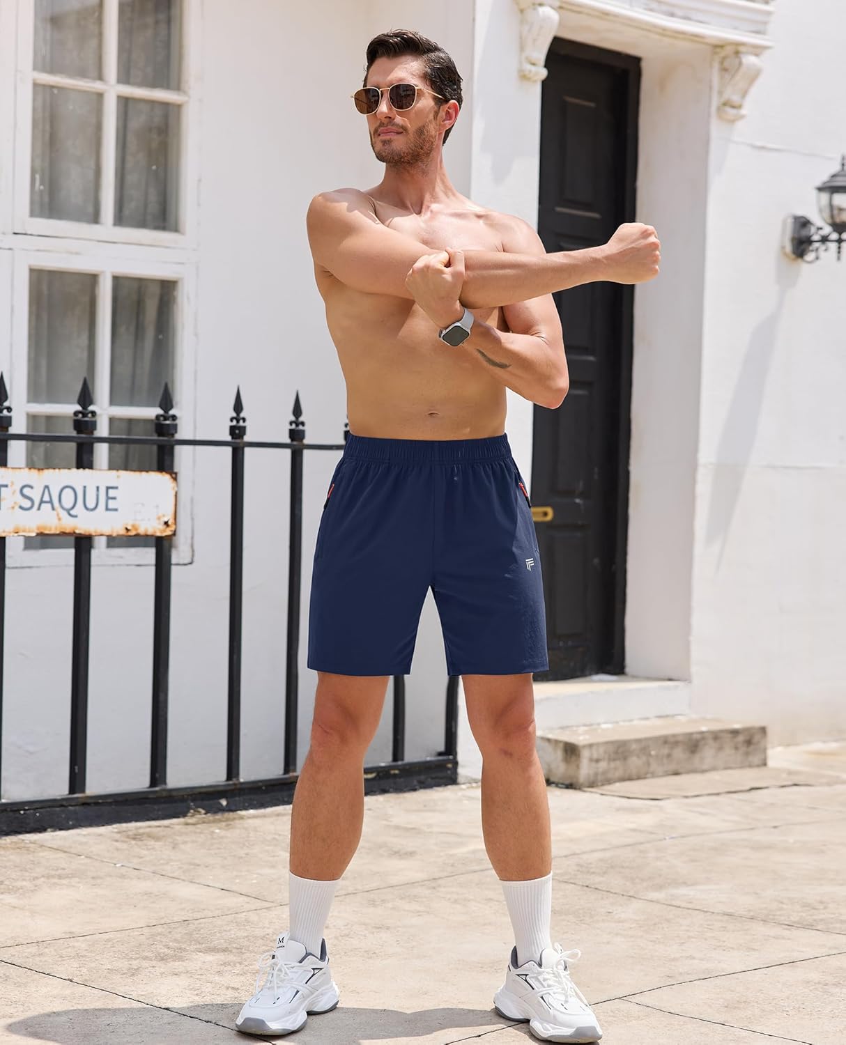 Men's Athletic Running Shorts with Zipper Pockets Quick Dry Drawstring 7" Gym Shorts for Basketball Workout Jogging - Image 5