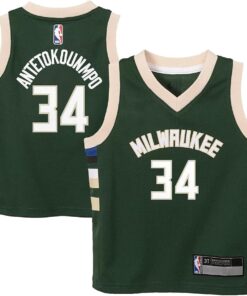 Giannis Antetokounmpo Milwaukee Bucks NBA Toddler Boys 2-4 Green Icon Edition Player Jersey