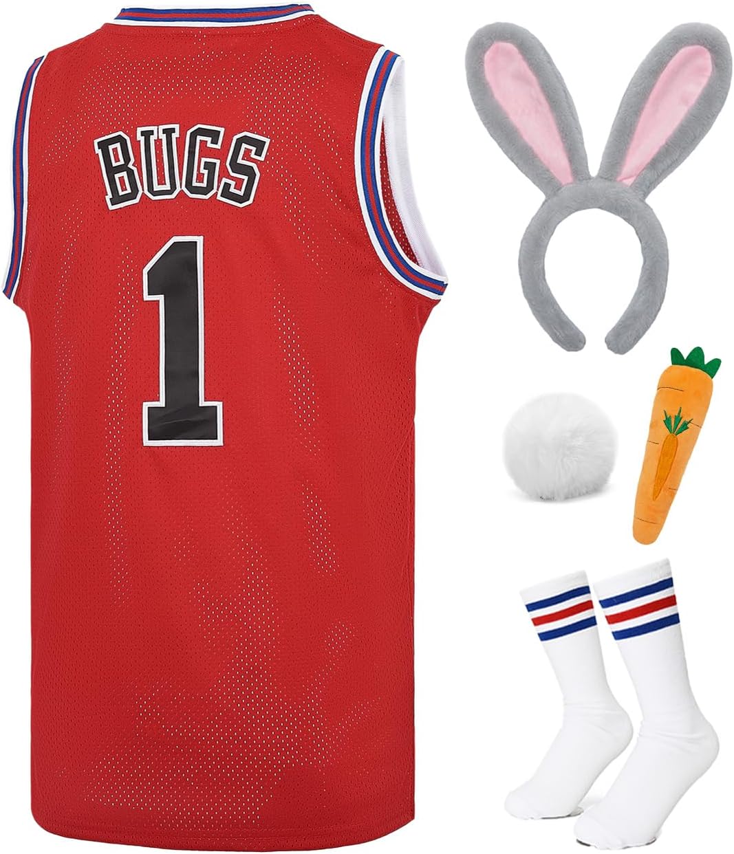 Mens Basketball Jersey #10 Lola / #1 Bugs Halloween Costumes Space 90S Movie Jersey White/Red/Black XS-XXL - Image 4