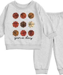 Toddler Baby Basketball Long Sleeve Sweatshirt Top Jogger Pants Set Cute Fall Winter Clothes Set