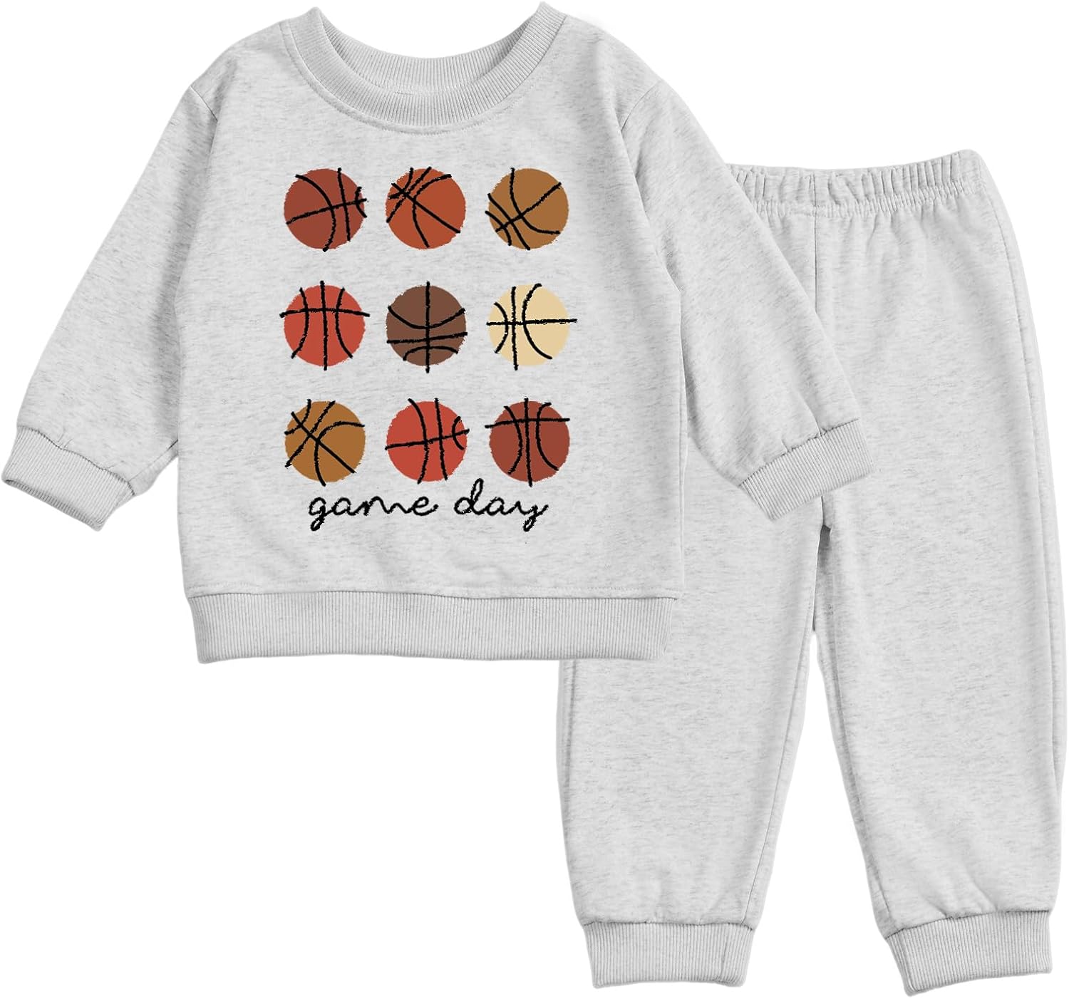 Toddler Baby Basketball Long Sleeve Sweatshirt Top Jogger Pants Set Cute Fall Winter Clothes Set