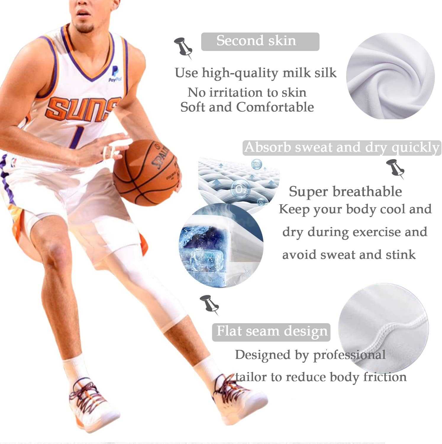 Men's Compression Sport Pants Single Leg 3/4 Base Layer Basketball Leggings Athletic One Leg Capri Tights Running - Image 3