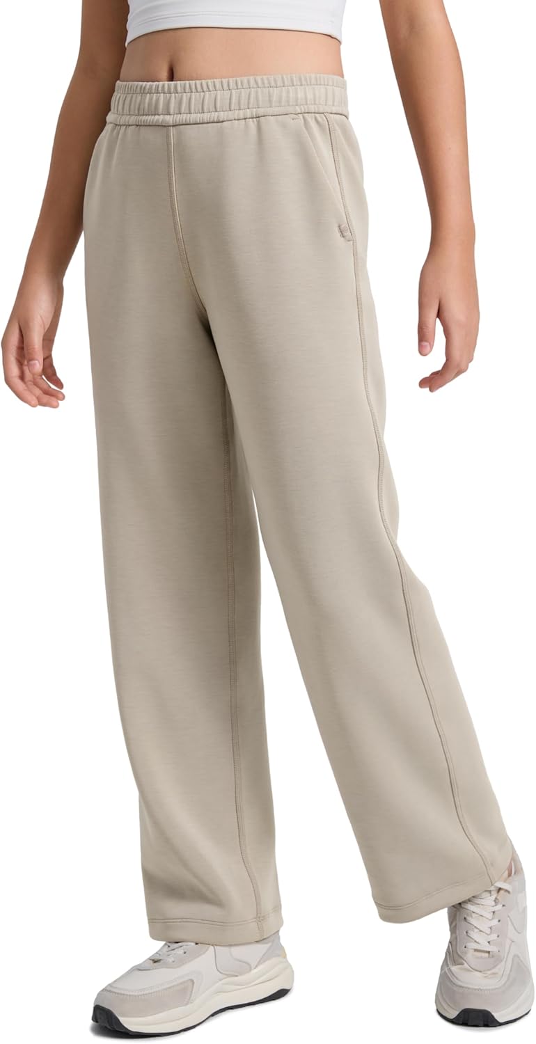 CRZ YOGA SoftAura Girls Wide Leg Sweatpants - Casual Lounge Athletic High Waist Pants with Pockets Drawstring for Kids Teen - Image 5