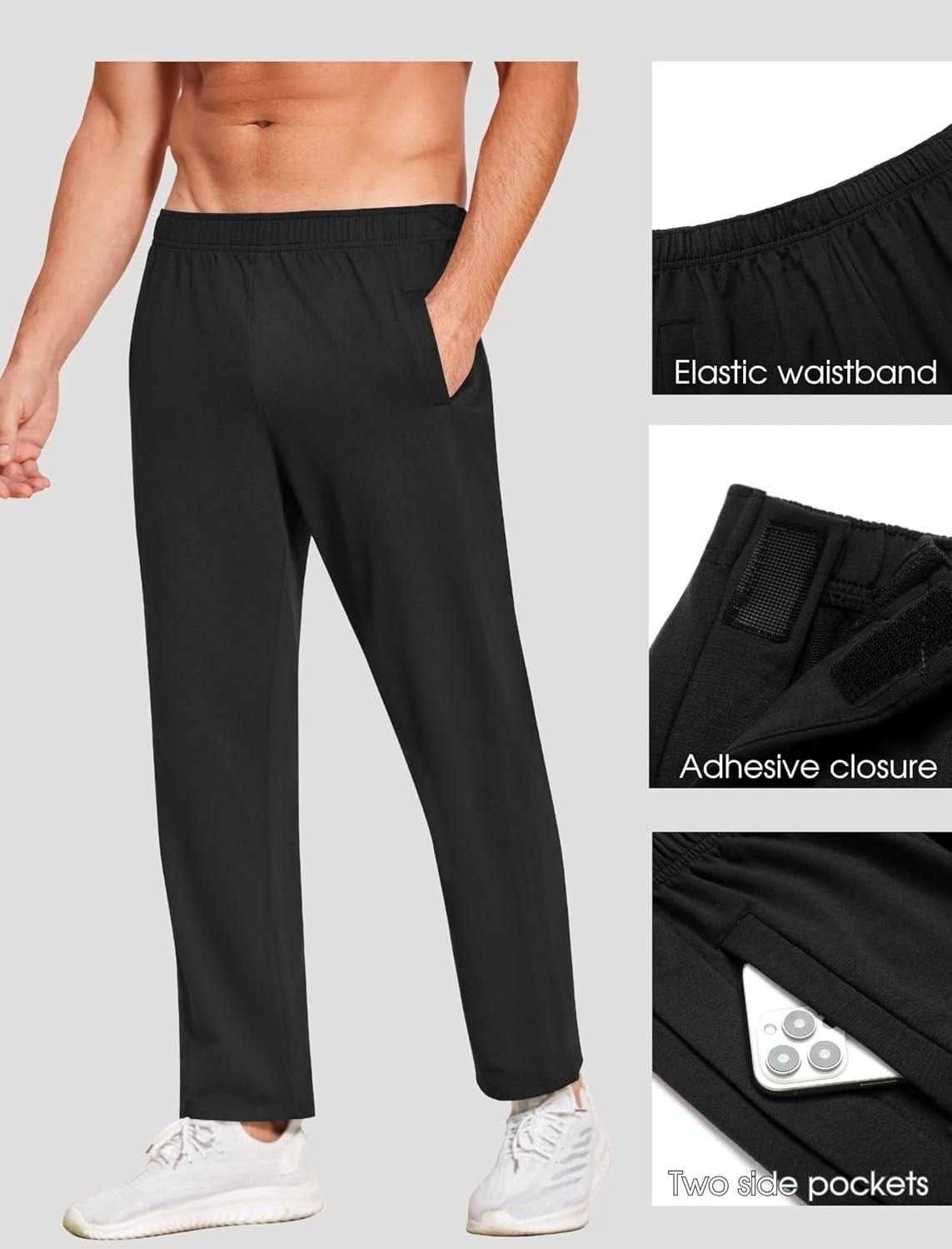 Deyeek Men's Tear Away Pants 2 Side Snap Open Bottom Sweatpants Loose Fit Casual Post Surgery Pants with Pockets - Image 4