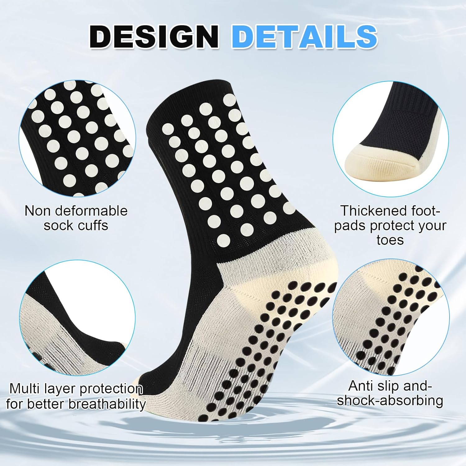 16 Pairs Grip Soccer Socks for Men Non Slip Sock with Anti Slip Grip Pads - Image 3