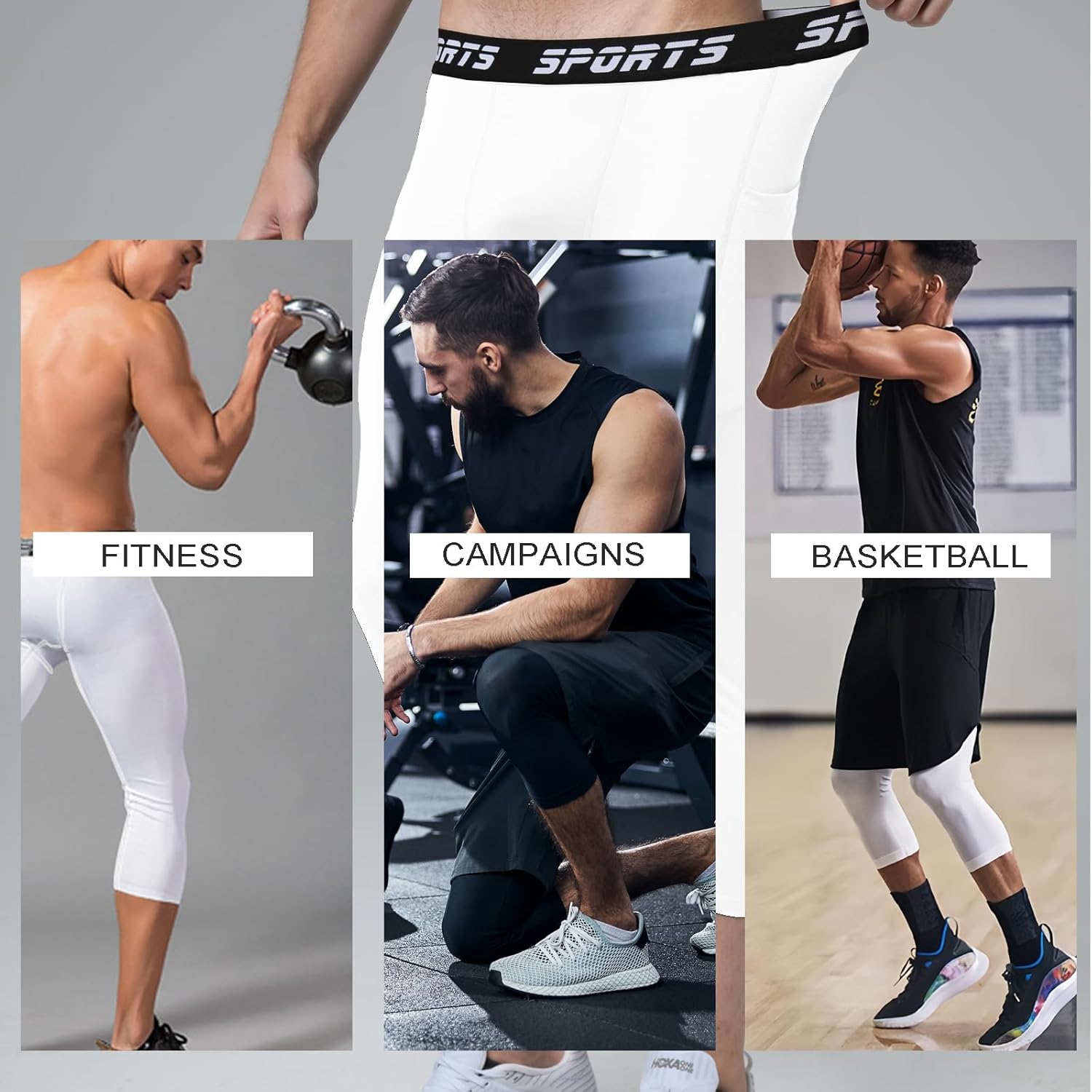 Men's 3/4 Compression Pants with Pocket - Performance Sportswear for Running Basketball Gym and Outdoor Activities - Image 3