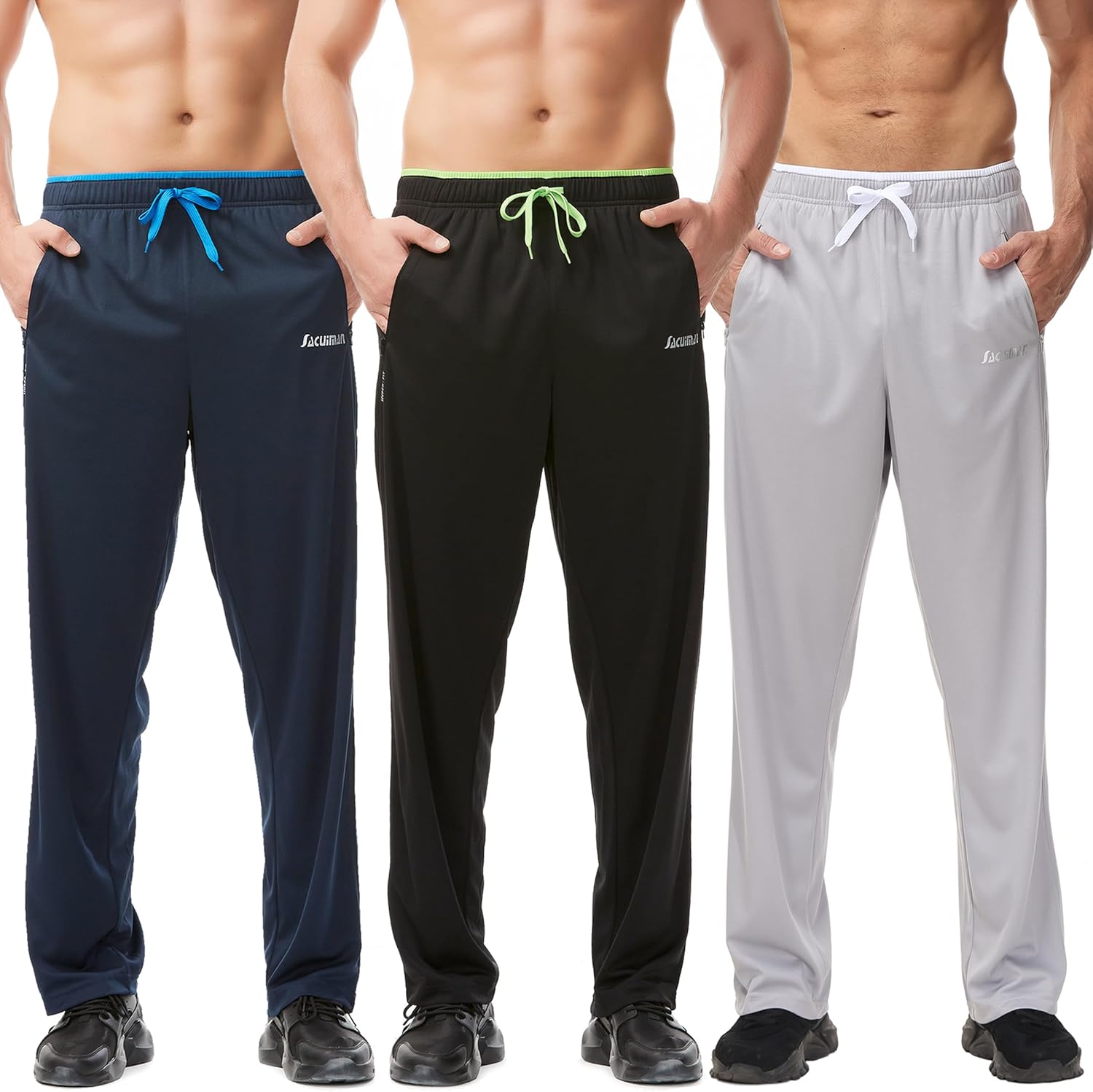 SACUIMAN Mens Sweatpants with Zipper Pockets Open Bottom Athletic Pants for Workout,Running,Training,Jogging,Gym - Image 21