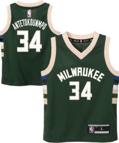 Giannis Antetkounmpo Milwaukee Bucks NBA Kids 4-7 Green Icon Edition Player Jersey