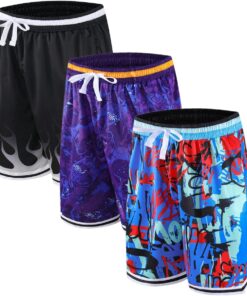 2/3 Pack Basketball Shorts with Zipper Pockets for Men,Active Athletic Shorts