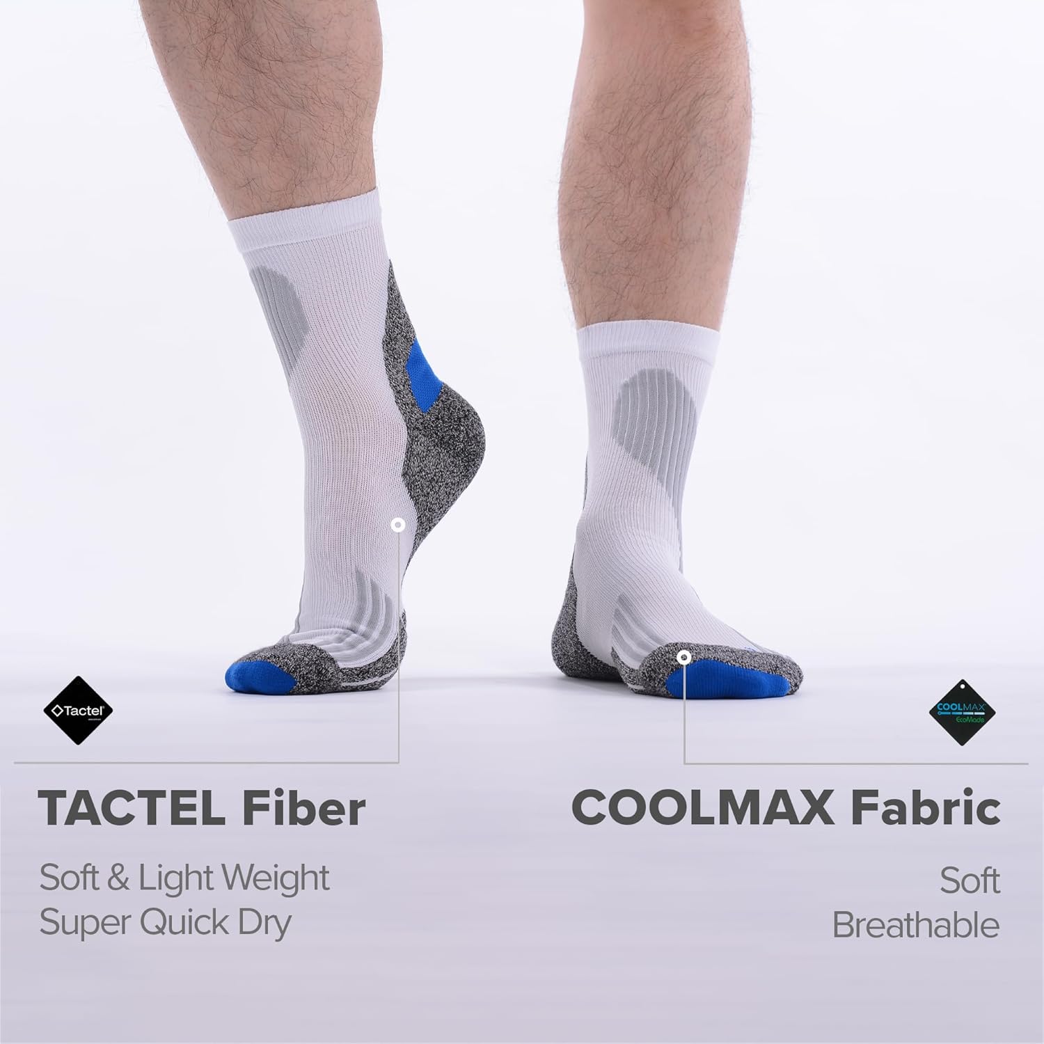 Extra Cushion Compression Socks Men, Coolmax Anti-Blister Wicking Padded Heel, Quarter Socks for Tennis Golf Hiking Work - Image 4