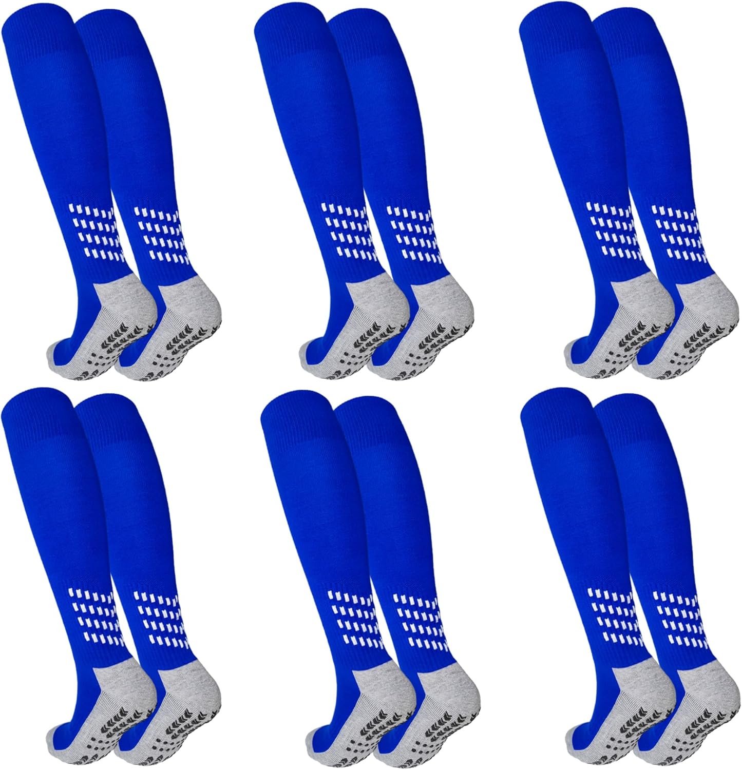 Vegove 6 Pairs Men's Cushioned Soccer Socks with Grip, Non Slip Sports Socks, Knee High Compression Basketball Stockings - Image 11