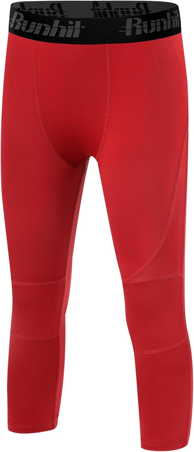 Runhit Boys Compression Pants 3/4 - Youth Athletic Leggings Capris Tights Sports Base Layer for Basketball Football Baseball - Image 8