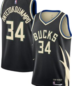 Giannis Antetokounmpo Milwaukee Bucks NBA Kids Youth 8-20 Black Statement Edition Swingman Jersey