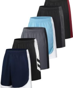 OYGSieg 6 Pack Mens Mesh Athletic Basketball Shorts Gym Shorts with Pockets, Quick Dry Workout Running Shorts Casual for Men