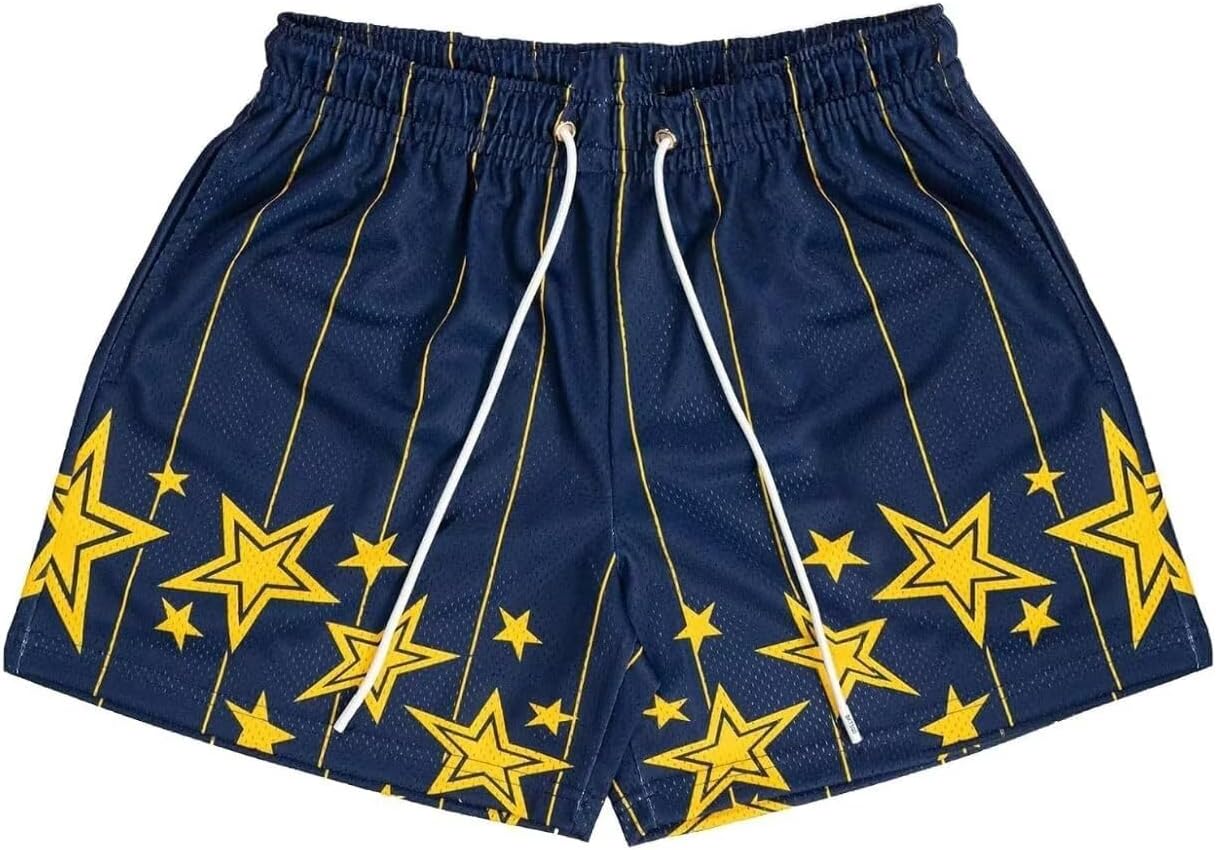 Men's Mesh Basketball Shorts Breathable Athletic Shorts with Pockets Lightning & Star Print Gym Training Outdoor - Image 43