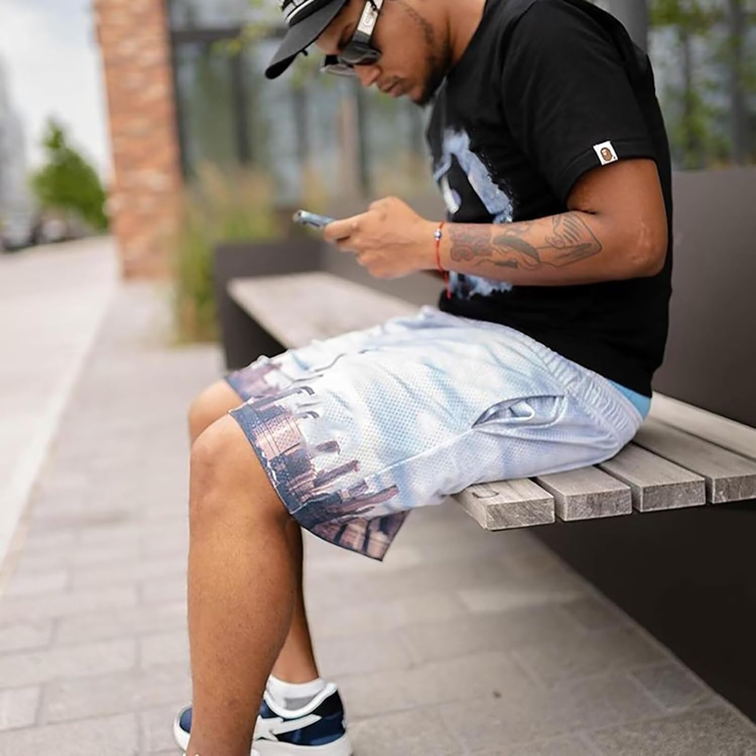 Men’s Mesh Basketball Shorts Breathable Athletic Shorts Stylish Graphic Print Quick-Dry Drawstring Casual Gym - Image 5