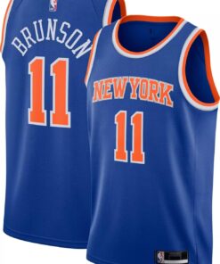 Jalen Brunson New York Knicks NBA Kids Youth 8-20 Blue Icon Edition Swingman Jersey