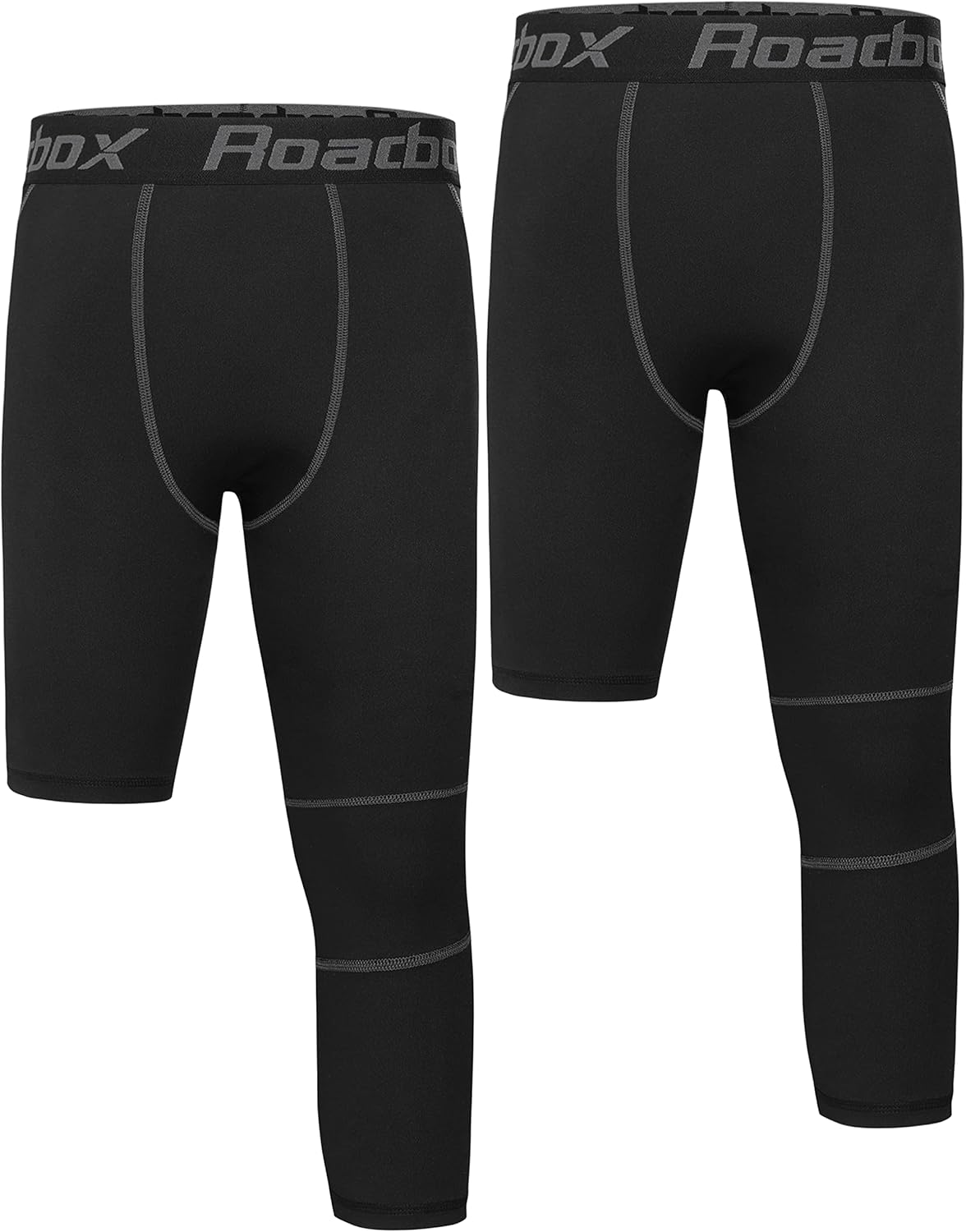Roadbox Boys One Leg Compression Pants, 2Pack 3/4 Athletic Basketball Leggings, Youth Sports Baselayer Tights - Image 8