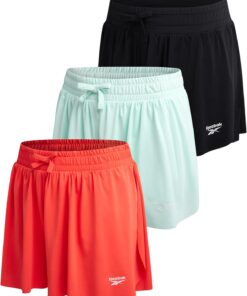 Reebok Girls Athletic Shorts - 3 Pack Lightweight Butterfly Short with Liner - Active Performance Flowy Shorts for Girls