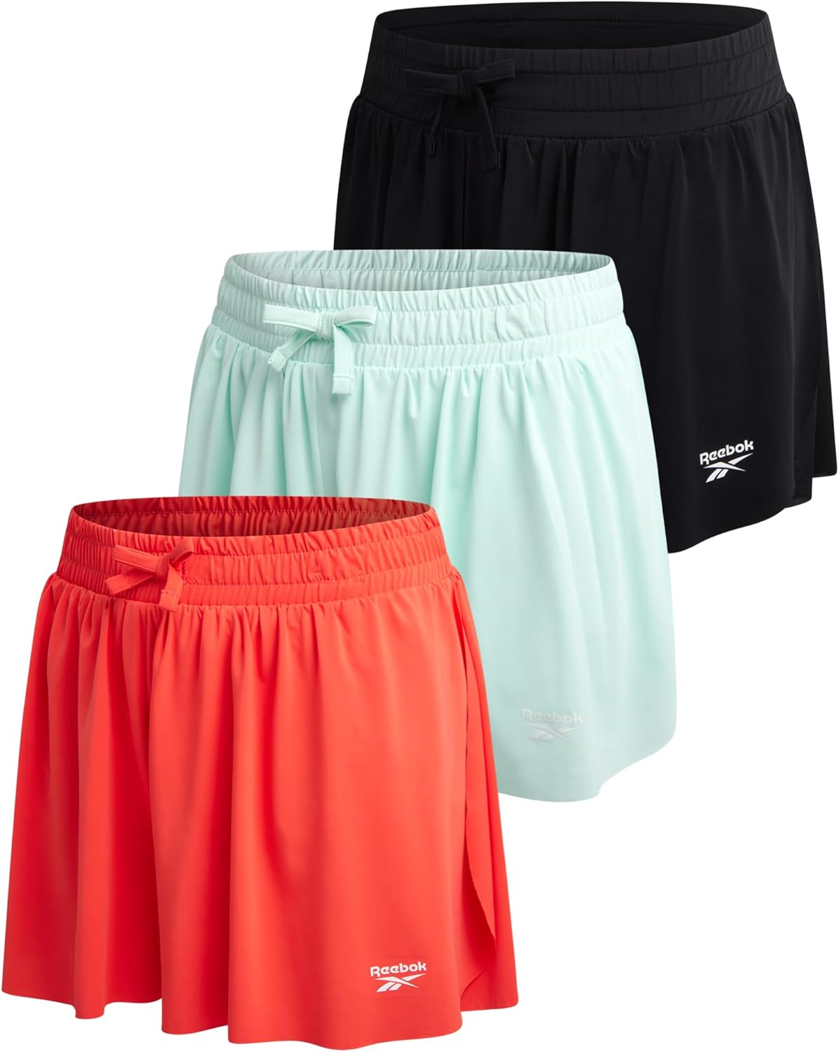 Reebok Girls Athletic Shorts - 3 Pack Lightweight Butterfly Short with Liner - Active Performance Flowy Shorts for Girls
