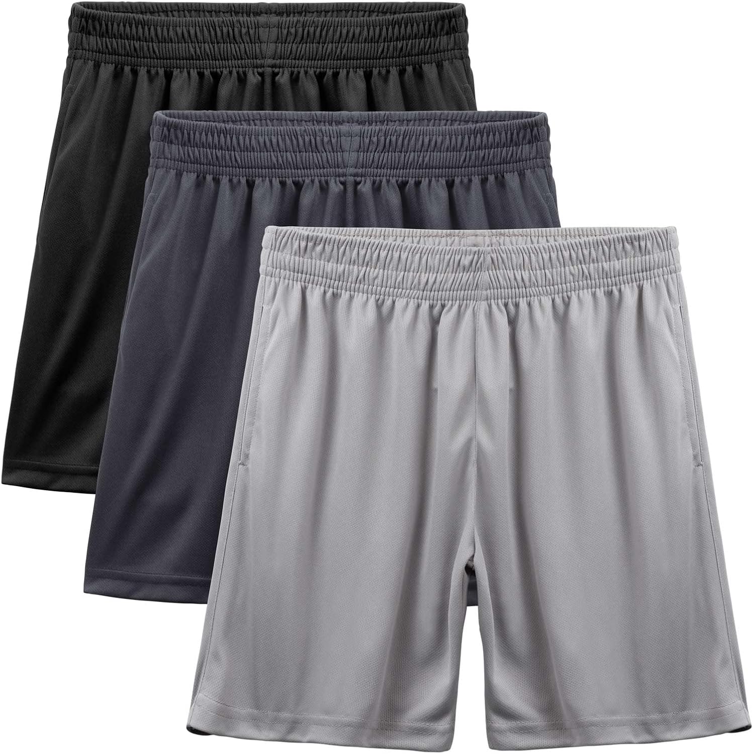 4-Pack Boy's Athletic Shorts Elastic Waistband Quick Dry Youth Basketball Shorts with Pockets (Ages 7-15) - Image 10