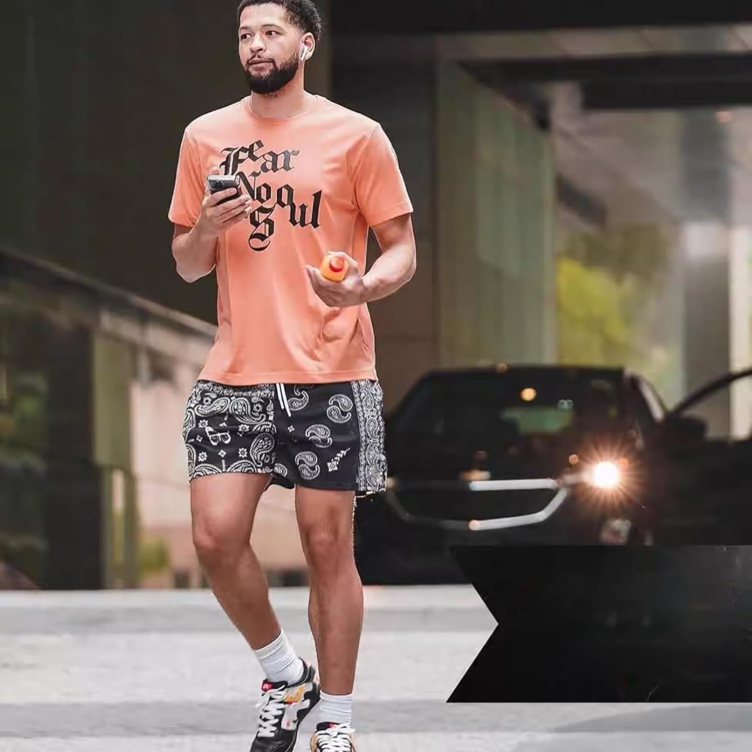 BOOMLEMON Mens Paisley Shorts Mesh Graphic Print Retro Casual Shorts Athletic Gym Basketball Running Short Pants - Image 2