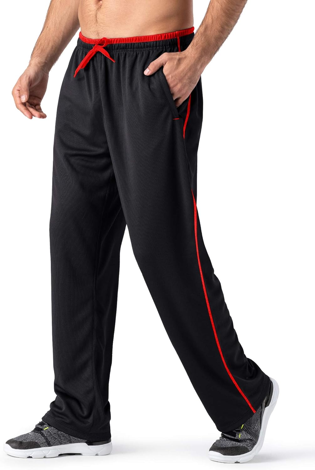 MAGNIVIT Men's Lightweight Sweatpants Loose Fit Open Bottom Mesh Athletic Pants with Zipper Pockets - Image 9