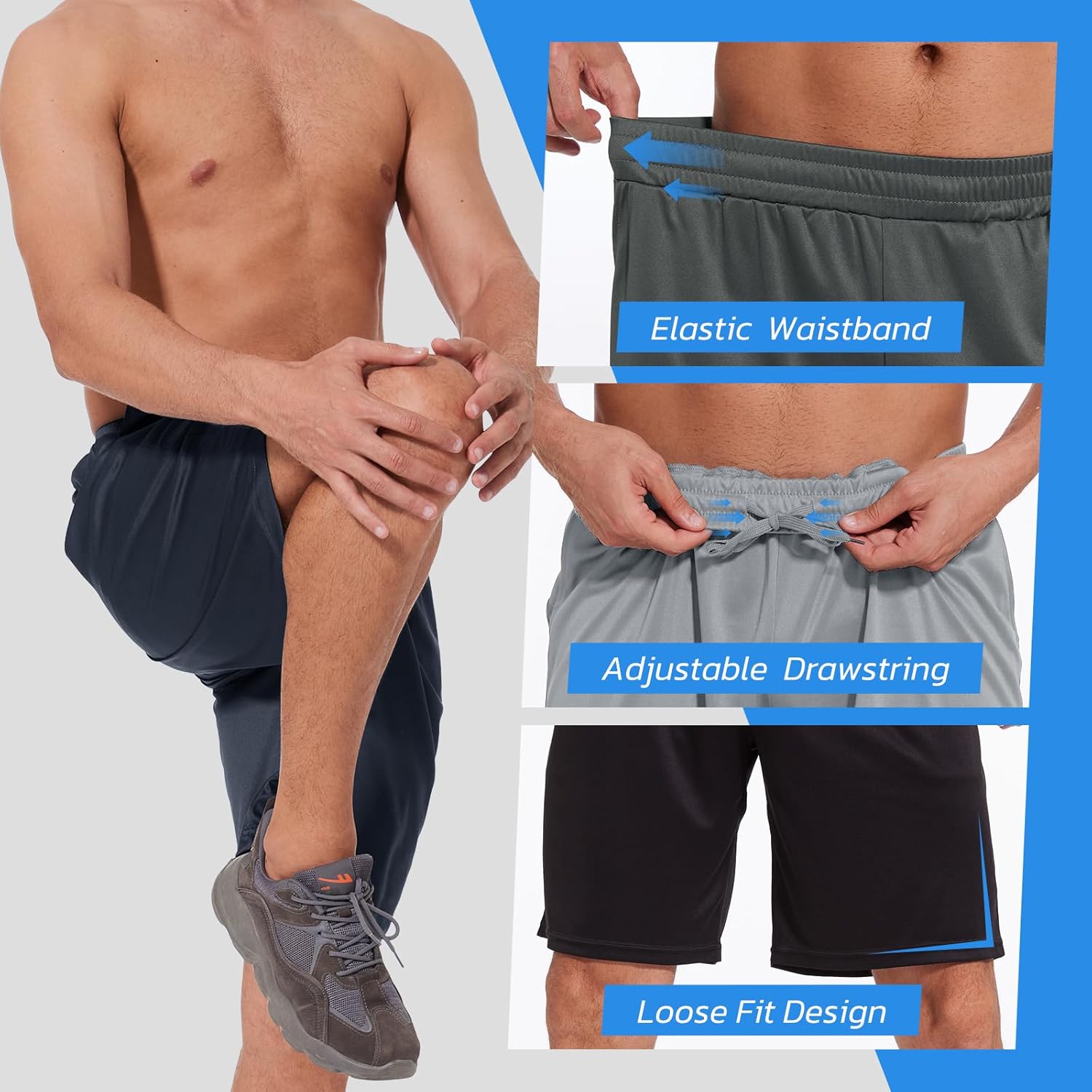 LalaHooK 3 Pack Athletic Gym Mens Shorts - Casual Black Quick Dry Basketball Shorts with Pockets for Workout Running - Image 4