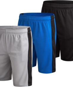 Mad Game Mens Shorts - 3 Pack Quick Dry Basketball Running Gym Mens Athletic Shorts with Pockets and Drawstring (Sizes: S-XL)