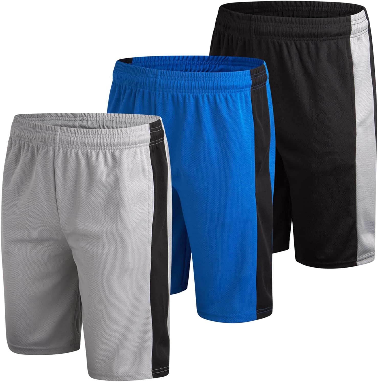 Mad Game Mens Shorts - 3 Pack Quick Dry Basketball Running Gym Mens Athletic Shorts with Pockets and Drawstring (Sizes: S-XL)
