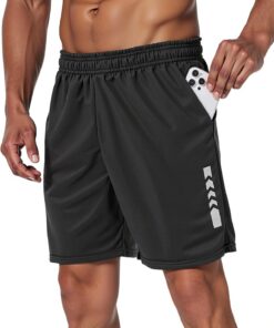 Men’s Gym Shorts Athletic Running Workout Basketball Casual Sport Short for Men Quick Dry with 2 Pockets